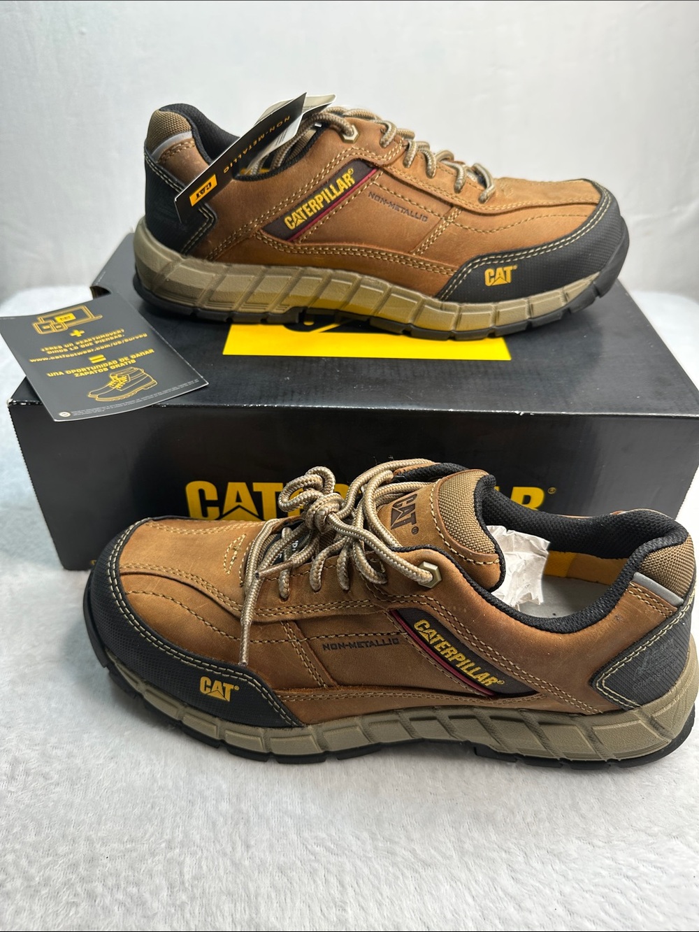 CAT Streamline Leather Composite Toe Mens Work Shoe Brown 8.5M